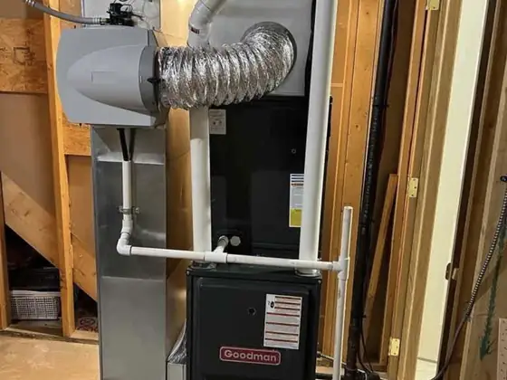 Goodman furnace with bypass humidifier and new ductwork