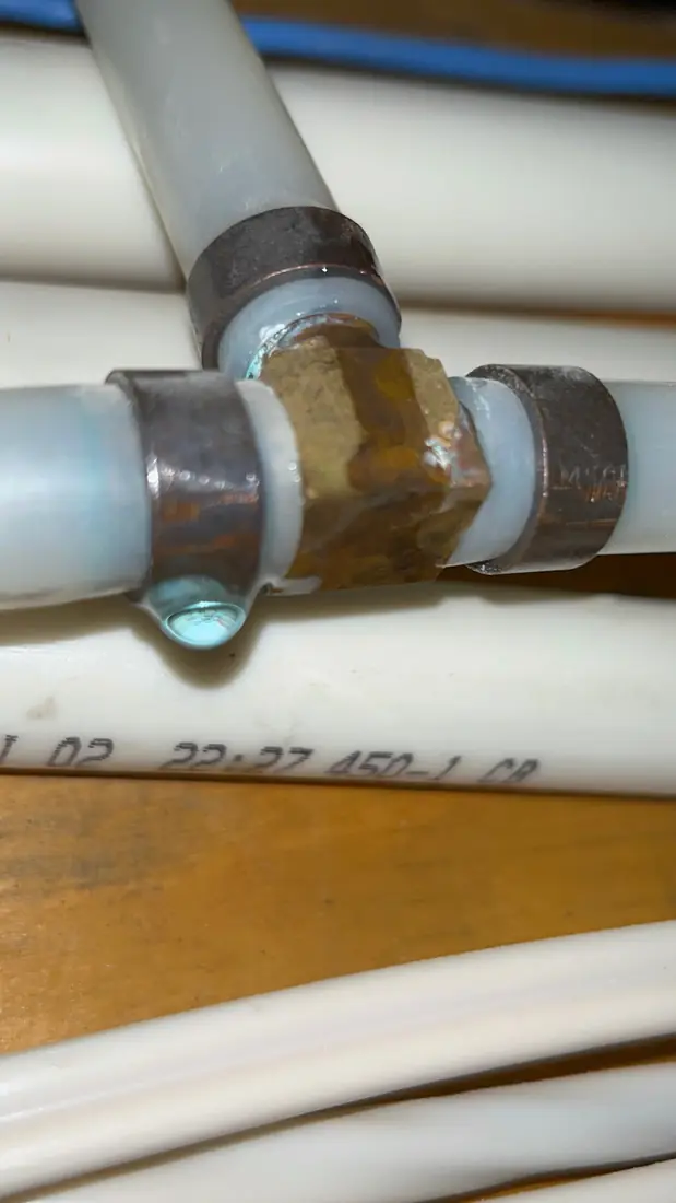 Tracing a leak at a PEX tee fitting