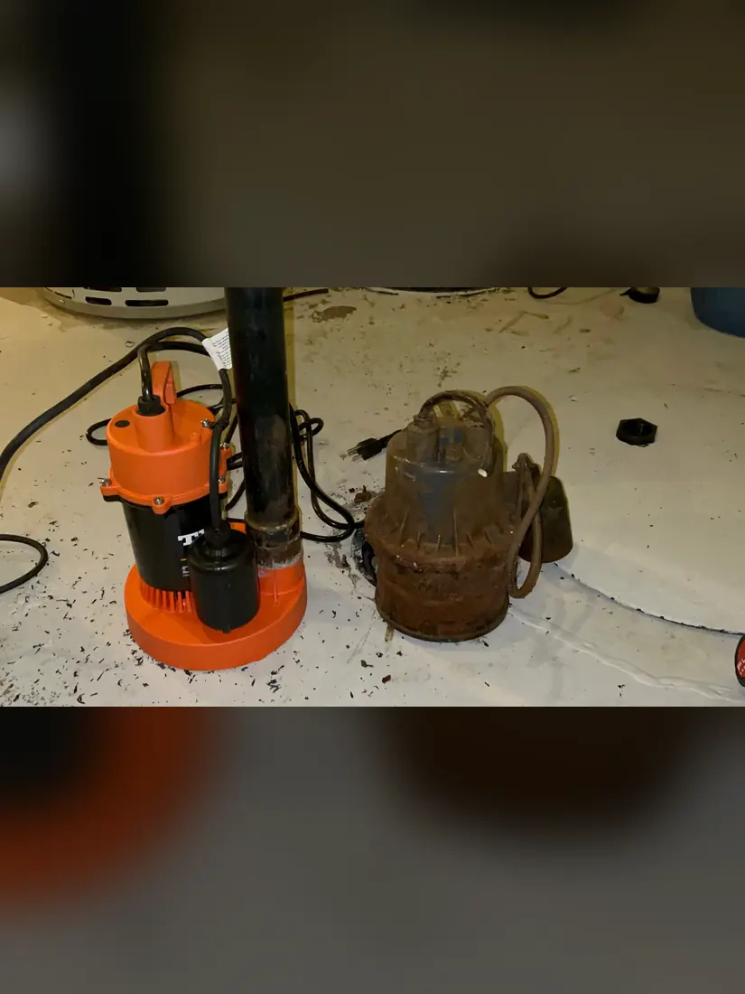 New sump pump installed beside the failed one it replaced